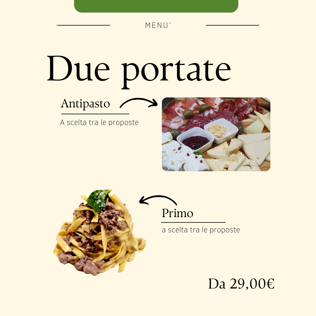 Due portate (con primo): Antipasto e primo piatto