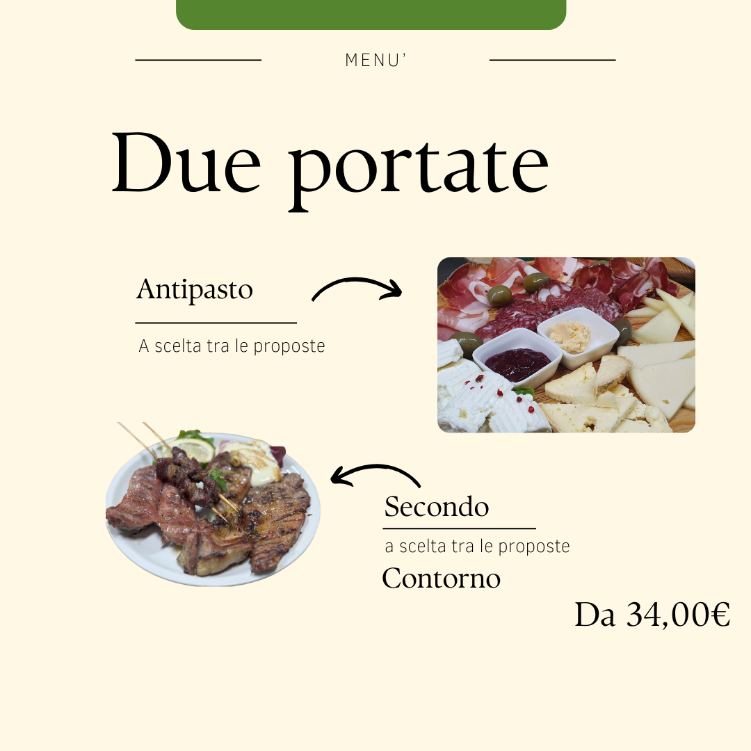 Due portate (con secondo): Antipasto e secondo piatto con contorno